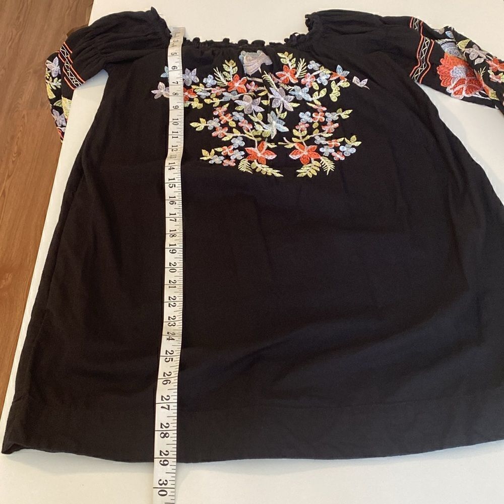 Free People Black Fleur Du‎ Jour Embroidered Mini Dress Size Extra Small - Picture 13 of 14